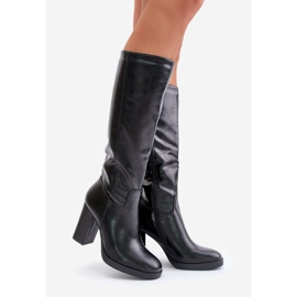 Cuissardes à talons hauts en cuir écologique, Noir Riamaya 1