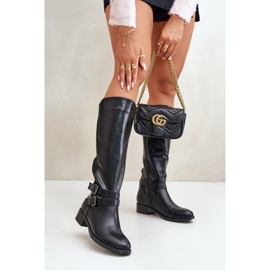 Cuissardes plates avec boucles pour femme, noir Lotina 2