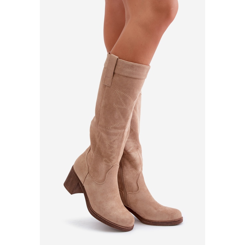 Cuissardes à talons hauts pour femme, beige Erisorae 1