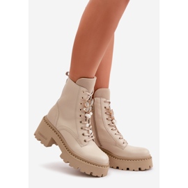 Bottines de travail en cuir pour femmes avec papillon, beige CheBello 4590 1