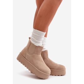 Bottes de neige à plateforme et empiècements élastiques pour femme, beige clair Rialine 1