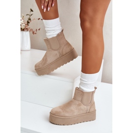 Bottes de neige à plateforme et empiècements élastiques pour femme, beige clair Rialine 2