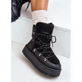 Bottes De Neige Plateforme Pour Femme Avec Laçage Noir Riaviana le noir 2