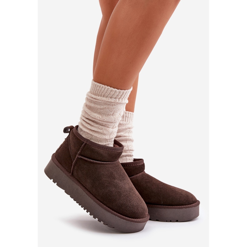 Bottes de neige à plateforme en daim pour femmes marron Nereviana brun 1