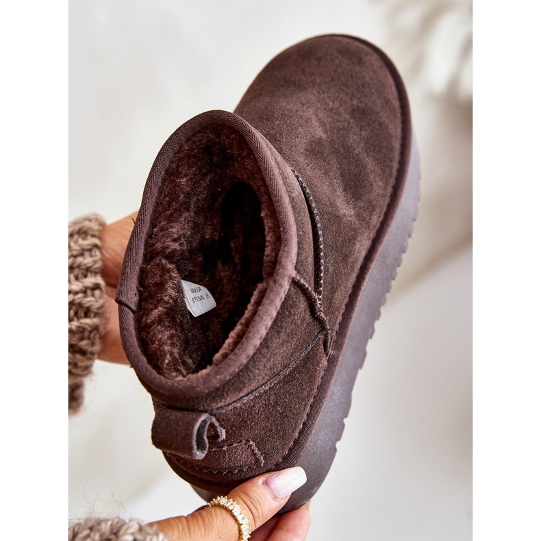 Bottes de neige à plateforme en daim pour femmes marron Nereviana brun 2