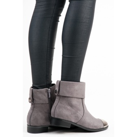 Ideal Shoes Bottines en daim avec une fermeture éclair gris 2