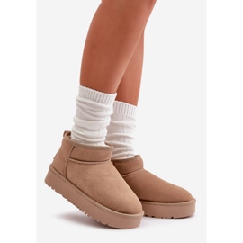 Bottes de neige en daim pour femmes sur plateforme beige Nereviana 1