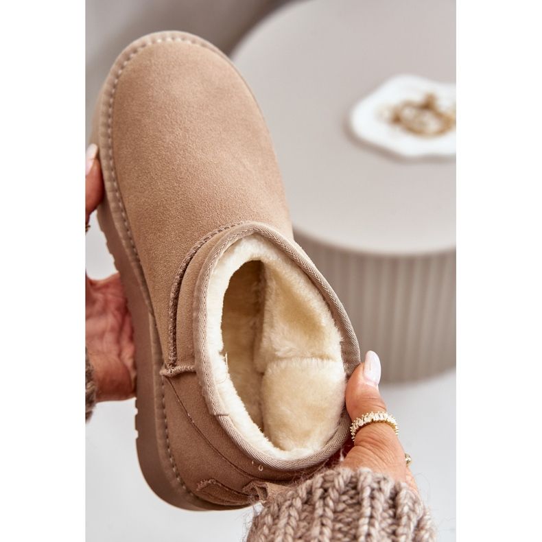 Bottes de neige en daim pour femmes sur plateforme beige Nereviana 2