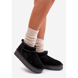 Bottes de neige à plateforme en daim pour femmes noires Nereviana le noir 1