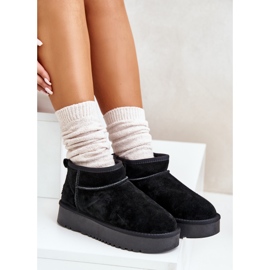 Bottes de neige à plateforme en daim pour femmes noires Nereviana le noir 2