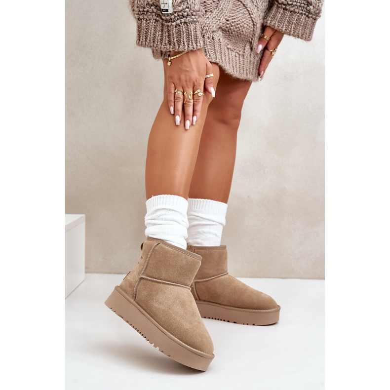 Bottes de neige en daim pour femmes sur plateforme de cheville Beige Rianaella 2 Bottes de neige en daim pour femmes sur plateforme de cheville Beige Rianaella 2