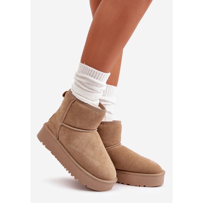 Bottes de neige en daim pour femmes sur plateforme de cheville Beige Rianaella 1 Bottes de neige en daim pour femmes sur plateforme de cheville Beige Rianaella 1