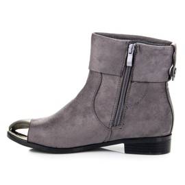 Ideal Shoes Bottines en daim avec une fermeture éclair gris 3