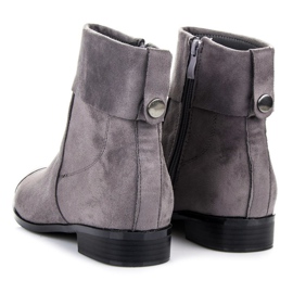 Ideal Shoes Bottines en daim avec une fermeture éclair gris 5