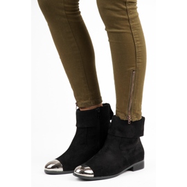 Ideal Shoes Bottines en daim avec une fermeture éclair le noir 1
