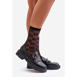 Mocassins pour femmes avec décoration, cuir écologique, noir Tialorae le noir 1