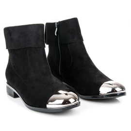 Ideal Shoes Bottines en daim avec une fermeture éclair le noir 5