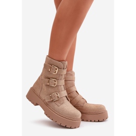 Bottines femme isolées à décor de gâteau beige 1