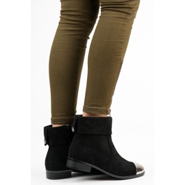 Ideal Shoes Bottines en daim avec une fermeture éclair le noir 2