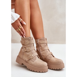 Bottines femme isolées à décor de gâteau beige 2