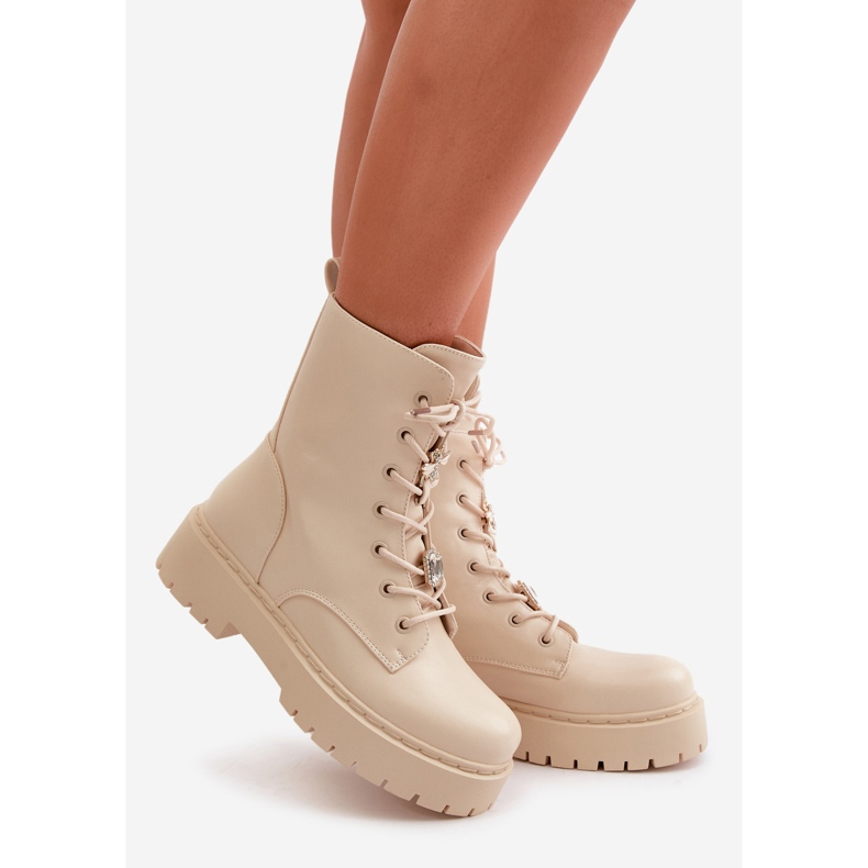 Bottes de travail isolées avec épingles pour femme, beige Avorira 1