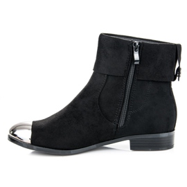 Ideal Shoes Bottines en daim avec une fermeture éclair le noir 3