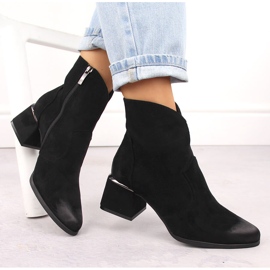 Bottines à talons hauts en daim pour femmes, noires, Potocki 12422 le noir 4