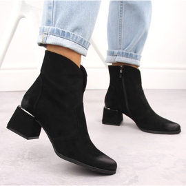 Bottines à talons hauts en daim pour femmes, noires, Potocki 12422 le noir 5