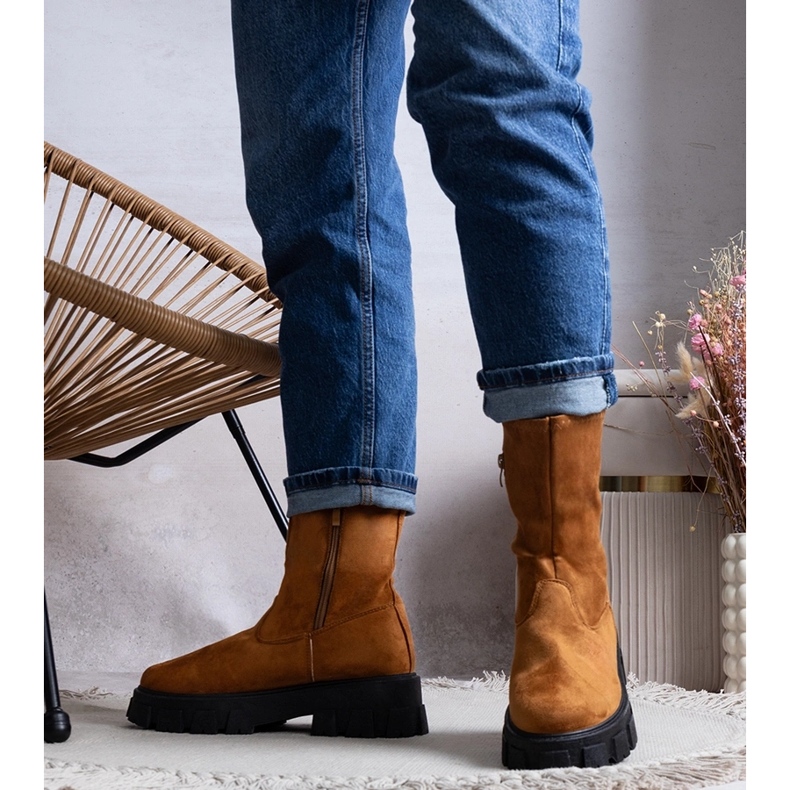 Bottines à plateforme marron brun 1