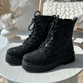 Bottes Worker Isolées Femme Ornées De Paillettes, Noir Liatheine le noir 2