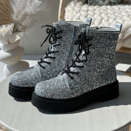 Bottes Worker Isolées Femme Ornées De Paillettes, Argent Liatheine 2 Bottes Worker Isolées Femme Ornées De Paillettes, Argent Liatheine 2