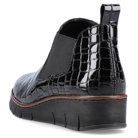 Bottes en cuir de serpent noir en cuir verni Rieker 53794-01 1