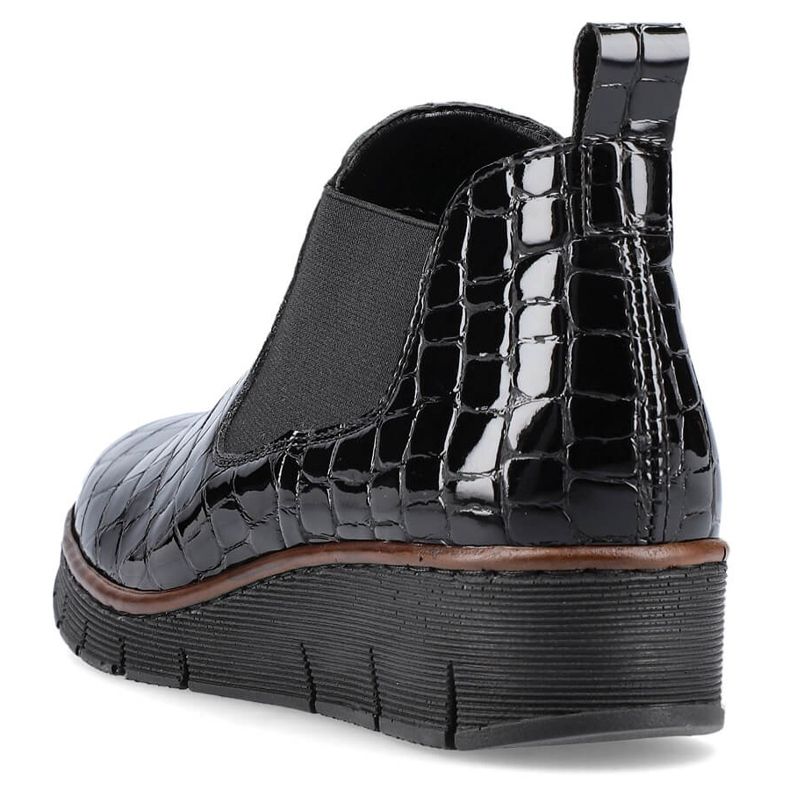 Bottes en cuir de serpent noir en cuir verni Rieker 53794-01 1