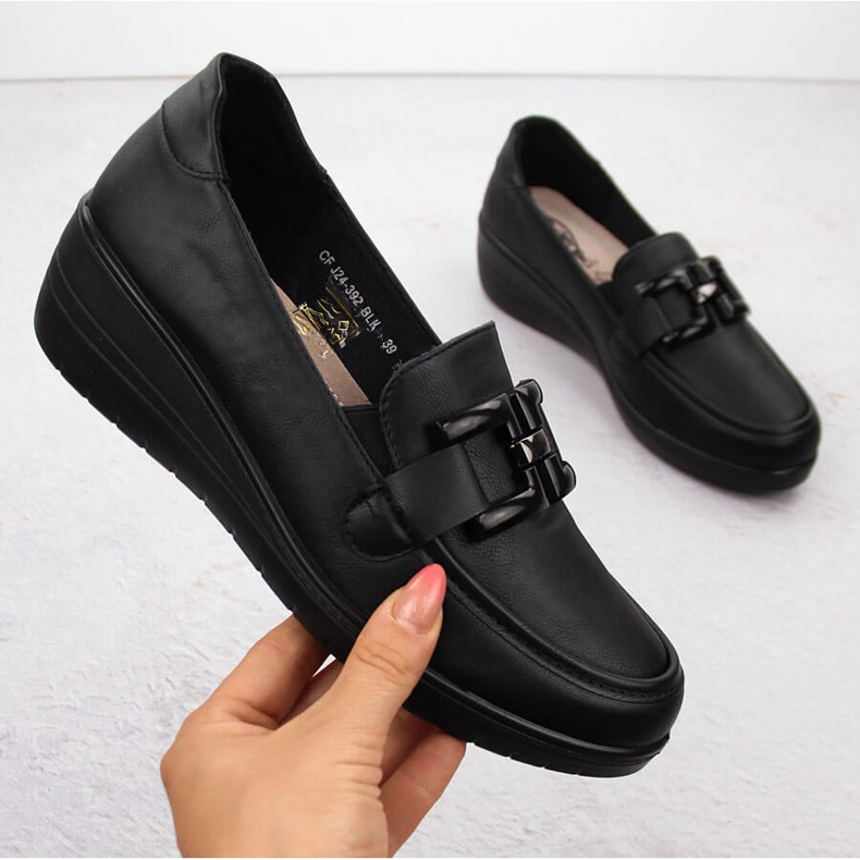 Chaussures compensées noires pour femmes Filo Donna J24-392 le noir 1
