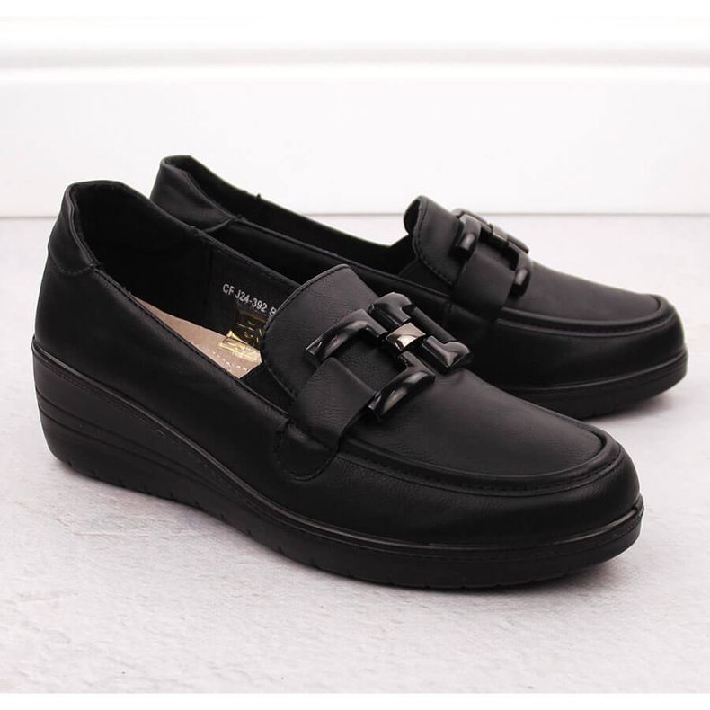Chaussures compensées noires pour femmes Filo Donna J24-392 2