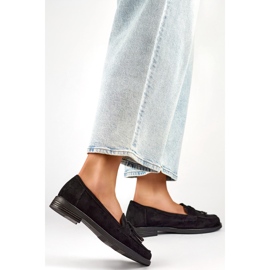 Chaussures en daim noir à semelle plate le noir 3