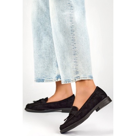Chaussures en daim noir à semelle plate le noir 4