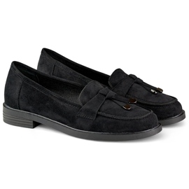 Chaussures en daim noir à semelle plate le noir 1