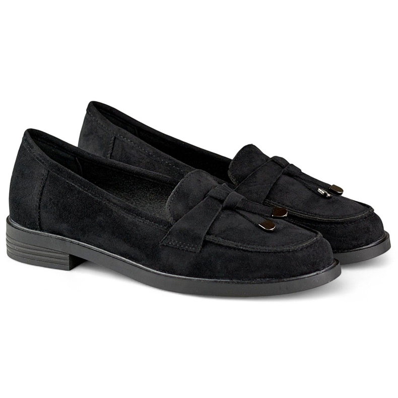 Chaussures en daim noir à semelle plate 1