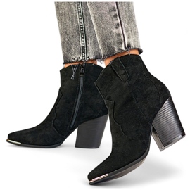 Santiags classiques noires pour femme en daim à talon haut le noir 2