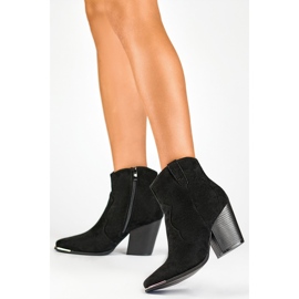 Santiags classiques noires pour femme en daim à talon haut le noir 6