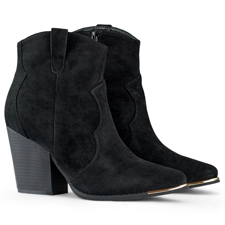 Santiags classiques noires pour femme en daim à talon haut le noir 1