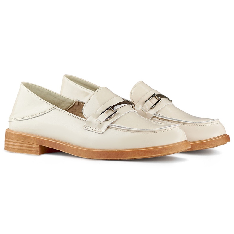 Chaussures femme en cuir verni beige 1 Chaussures femme en cuir verni beige 1
