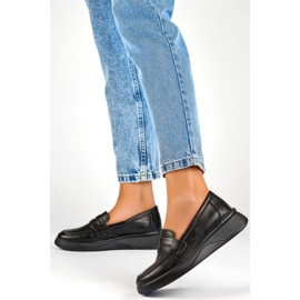 Chaussures classiques en cuir noir pour femmes sur une plateforme confortable le noir 3