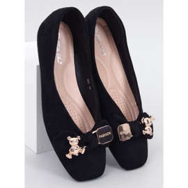Cranny Ballerines noires avec ours en peluche doré 1