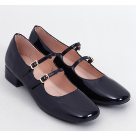 Corigan Ballerines noires à talons hauts et lanières 1