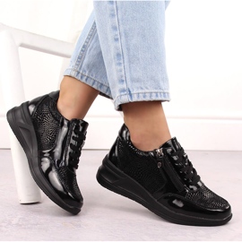 Chaussures compensées femme en cuir noir Filippo DP6352 le noir 5