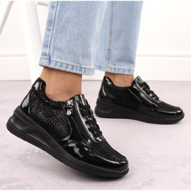 Chaussures compensées femme en cuir noir Filippo DP6352 le noir 6