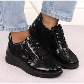 Chaussures compensées femme en cuir noir Filippo DP6352 le noir 7