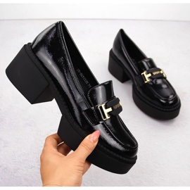 Mocassins à talons hauts en cuir verni pour femme, noir, Vinceza 58313 le noir 1 Mocassins à talons hauts en cuir verni pour femme, noir, Vinceza 58313 le noir 1